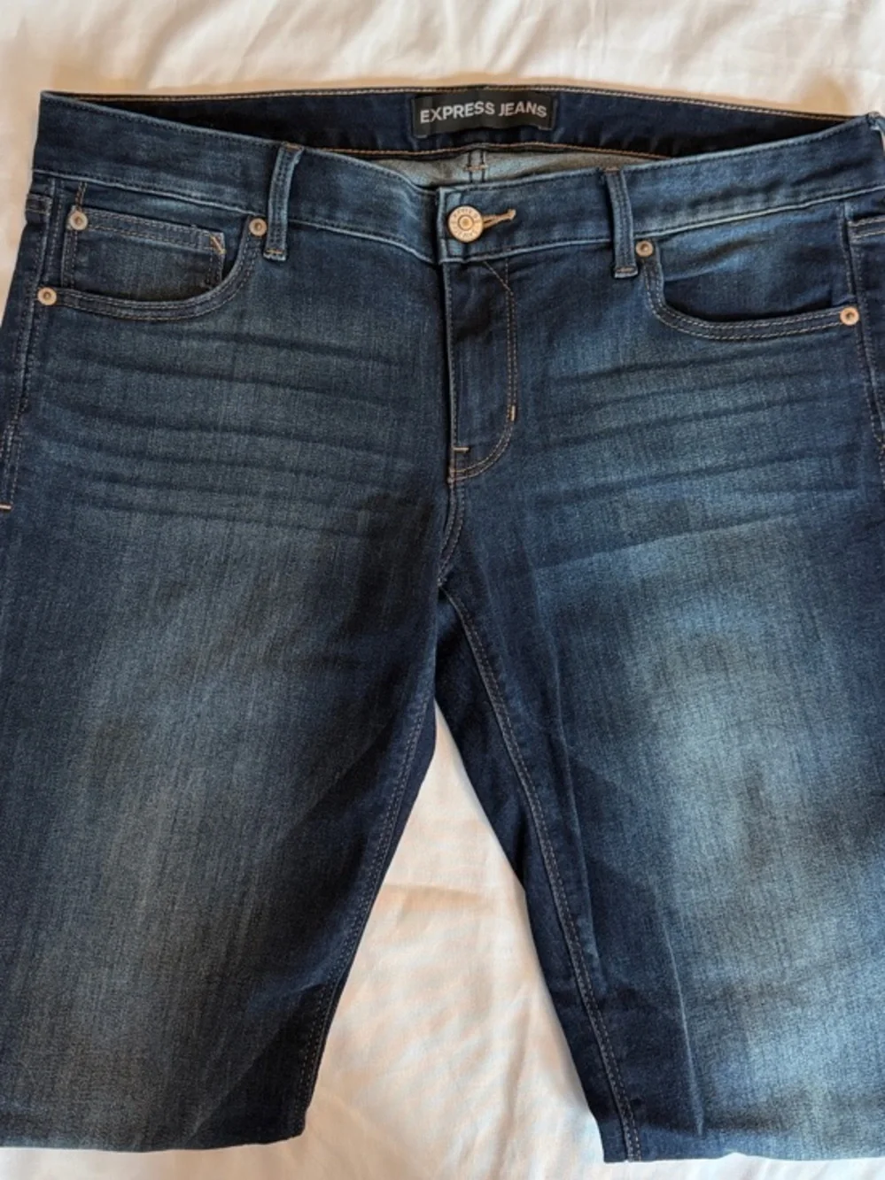 Express Dark Blue Women's Jeans - Classic Stretch Denim - Picture 3 of 5